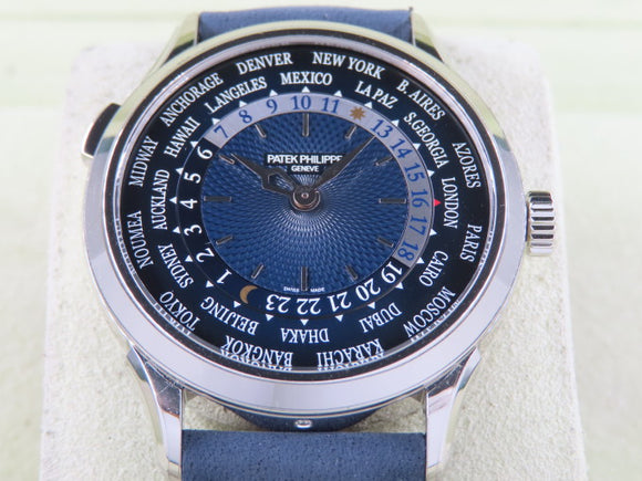 Patek Philippe World Time Platinum Blue Dial 38.5 mm 5230 July 2022 (Stickers)