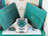 Rolex Oyster Perpetual Green Dial 41 mm 124300 New Old Stock Rolex Stickers October 2022