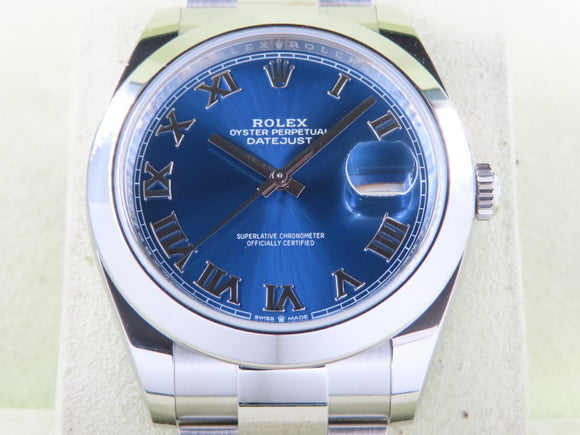 Rolex Datejust 41 mm Blue Roman Azzuro Dial 126300 New March 2024