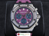 Audemars Piguet Royal Oak Offshore Chronograph Ladies Diamond Bezel Purple Dial 26231ST