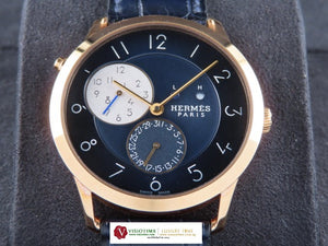 Hermes Slim GMT 18 ct. Rose Gold 39.5 mm Blue Dial W049448WW00 November 2020
