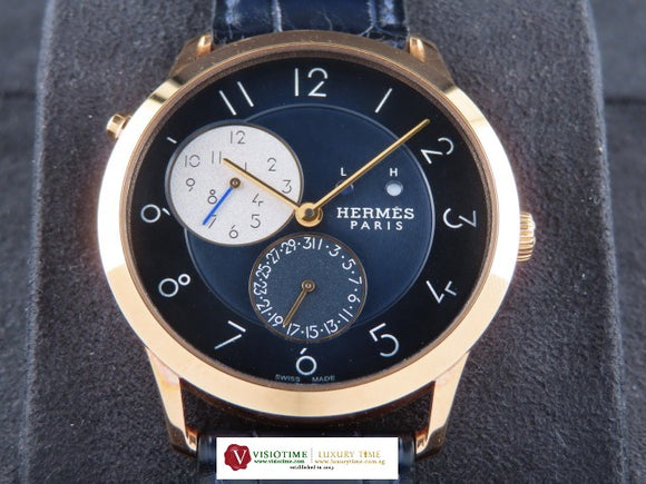 Hermes Slim GMT 18 ct. Rose Gold 39.5 mm Blue Dial W049448WW00 November 2020