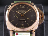 Panerai Luminor GMT 8 Days Power Reserve 18 ct. Rose Gold "Q" Series PAM 576 May 2015 (Serviced)