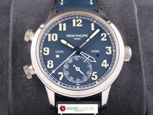 Patek Philippe Calatrava Pilot Travel Time Blue Dial 18 ct. White Gold 37.5 mm 7234 October 2021