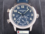 Patek Philippe Calatrava Pilot Travel Time Blue Dial 18 ct. White Gold 37.5 mm 7234 October 2021