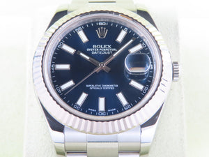 Rolex Datejust II 41 mm Blue Dial 18 ct. White Gold Fluted Bezel 116334 February 2011