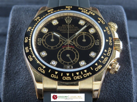 Rolex Daytona Oysterflex Ceramic Bezel 18 ct. Yellow Gold Diamond Hour Markers 116518 June 2018