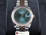 Rolex Datejust 36 mm 18 ct. Rose Gold / Stainless Steel Green Roman Dial Jubilee Bracelet 126231 New August 2026