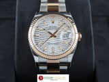 Rolex Datejust 36 mm 18 ct. Rose Gold / Stainless Steel Silver Motif Dial 126231 April 2022 (3rd Party Protective Stickers)