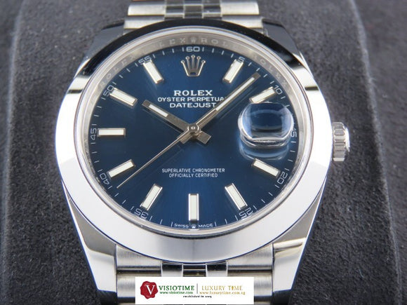 Rolex Datejust 41 mm Blue Stick Dial Jubilee Bracelet 126300 June 2019