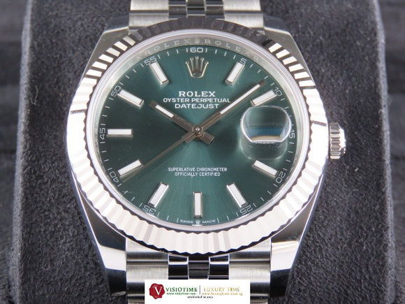 Rolex Datejust 41 mm Mint Green Dial Jubilee 126334 Unworn March 2025