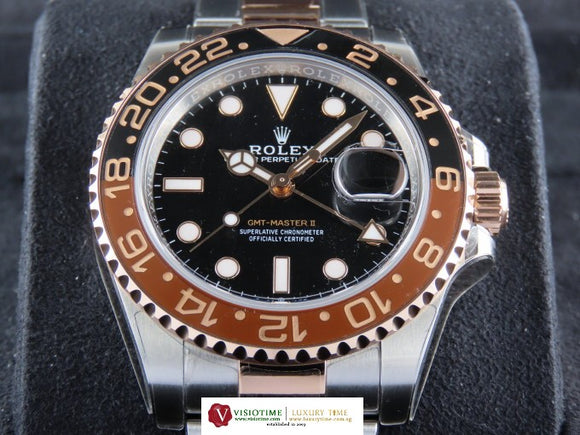 Rolex GMT Master II Ceramic Bezel 18 ct. Rose Gold / Stainless Steel Rootbeer 126711 (3rd Party Protective Stickers) May 2024