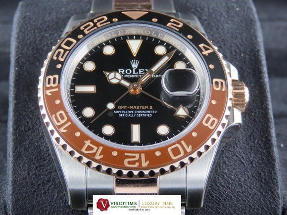 Rolex GMT Master II Ceramic Bezel 18 ct. Rose Gold / Stainless Steel Rootbeer 126711 (3rd Party Protective Stickers) December 2024
