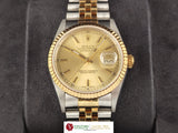 Rolex Datejust 36 mm 18 ct. Yellow Gold / Stainless Steel Jubilee Champagne Dial 16233 "S" Series April 1995