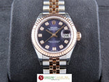 Rolex Datejust 18 ct. Rose Gold / Stainless Steel 28 mm Purple Dial Diamond Hour Markers 279171 June 2021