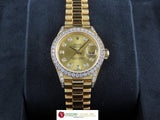 Rolex Datejust 26 mm 18 ct. Yellow Gold Original Diamond Bezel Champagne Diamond Dial 69158 Serviced Rolex (With Rolex Service Card Only)